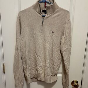 Tommy Hilfiger Men's Light Tan Zip-Up Sweater